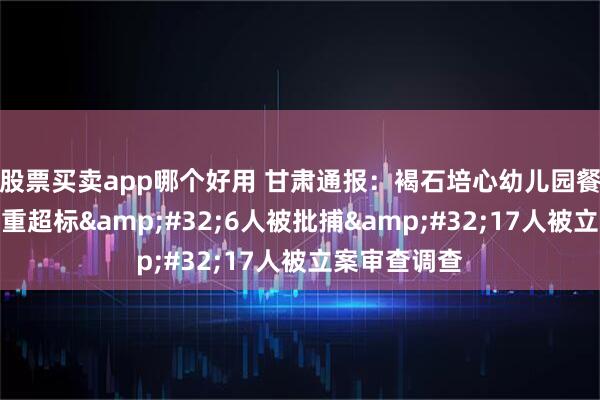 股票买卖app哪个好用 甘肃通报：褐石培心幼儿园餐食铅含量严重超标&#32;6人被批捕&#32;17人被立案审查调查